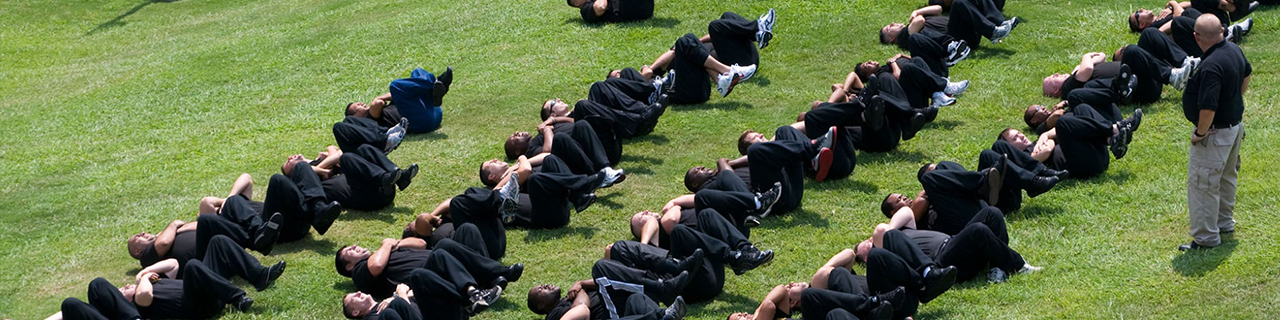Cadets exercising together in a group