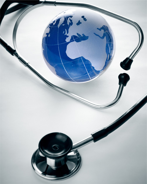 Globe and stethoscope