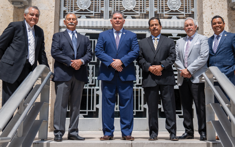 The Chicano Squad: U.P. Hernandez, Jose DeLeon, Robert Gatewood, Raymond Gonzales, Jim Montero, Cecil Mosqueda and Jose Selvera Jr.