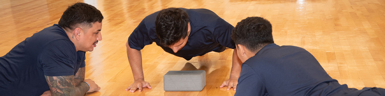 Cadets in-doors working out