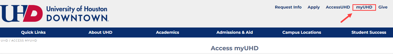 myUHD Faculty Entry Point