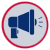 Button of a megaphone projecting sound