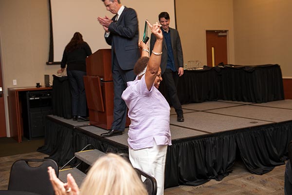 staff member receiving award