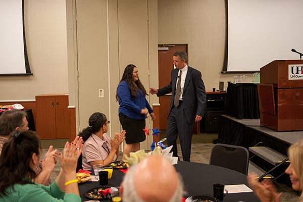 staff member receiving award