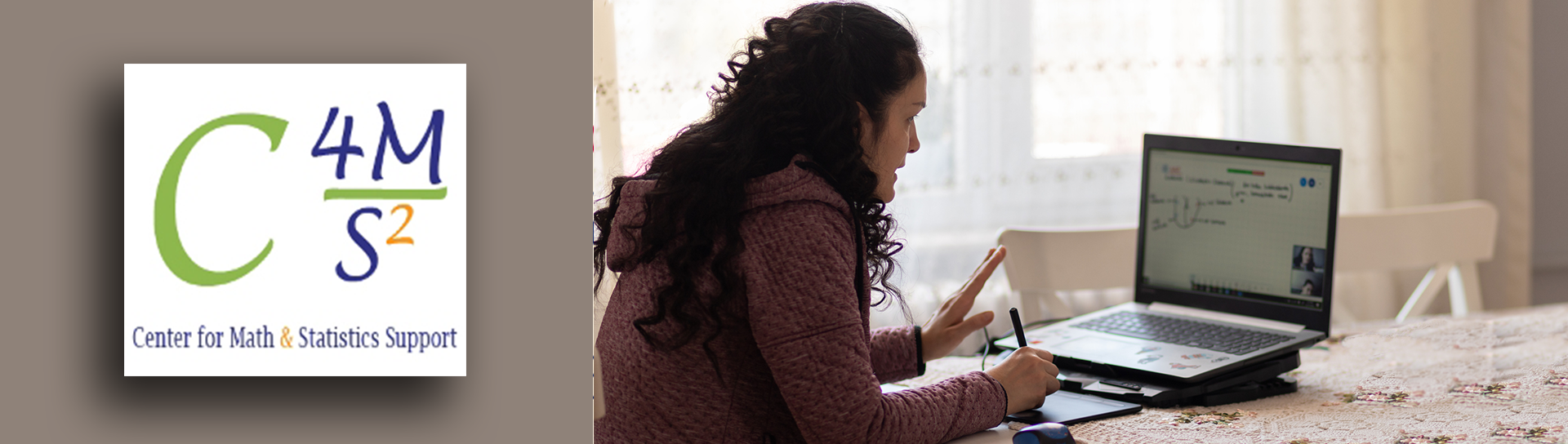 A student learning math online