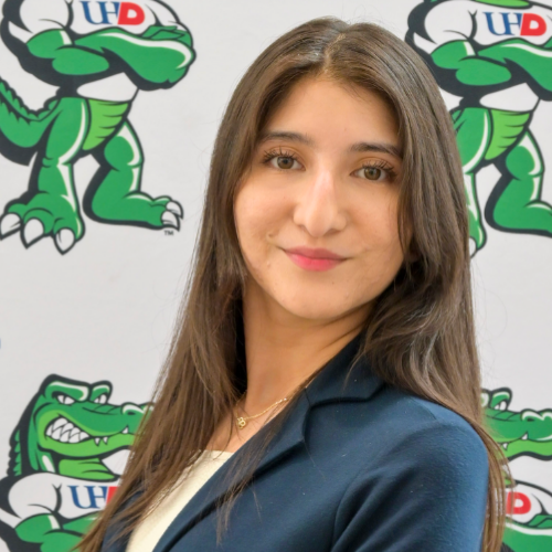 University of Houston Downtown staff member Alejandra Perez smiles.