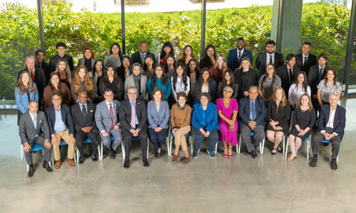 Ted Bauer Scholars, University of Houston Downtown leadership, and C.T. Bauer Foundation Donors smile after the seventh annual Ted Bauer Luncheon at the College of Sciences and Technology at UHD