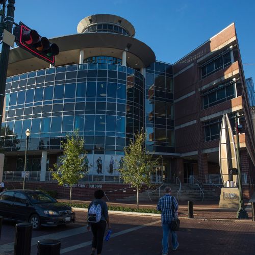 College of Public Service building in shadow